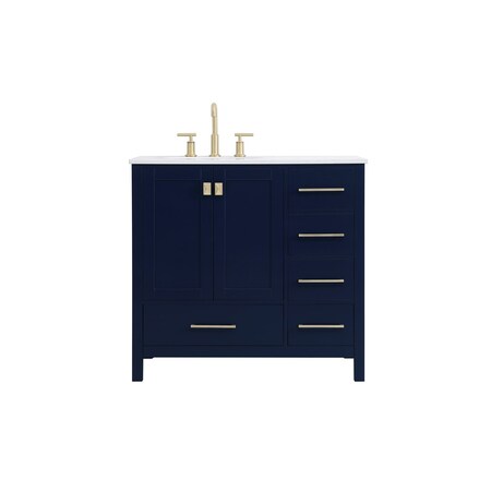 Elegant Decor 36 Inch Single Bathroom Vanity In Blue, 731480 VF18836BL